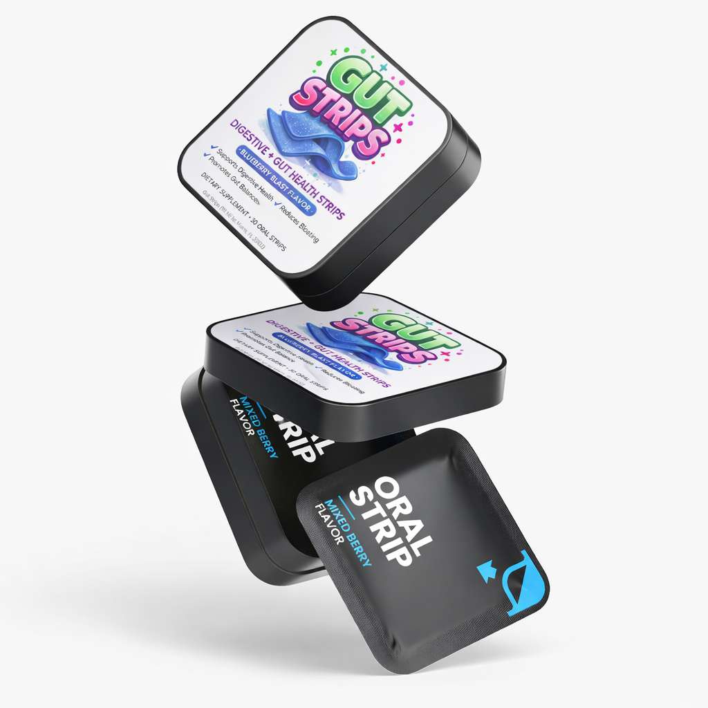 Gut Strips β Probiotic Dissolve Strips for Gut Health & Digestion β 10 Billion CFU, Sugar-Free (30 Strips)