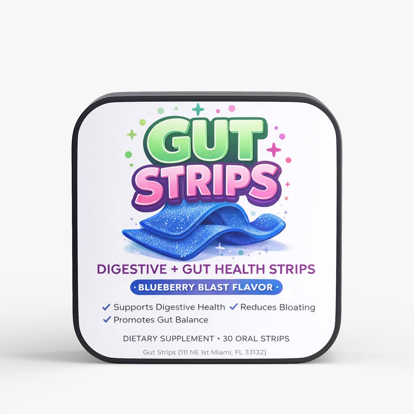 Gut Strips – Probiotic Dissolve Strips for Gut Health & Digestion – 10 Billion CFU, Sugar-Free (30 Strips)