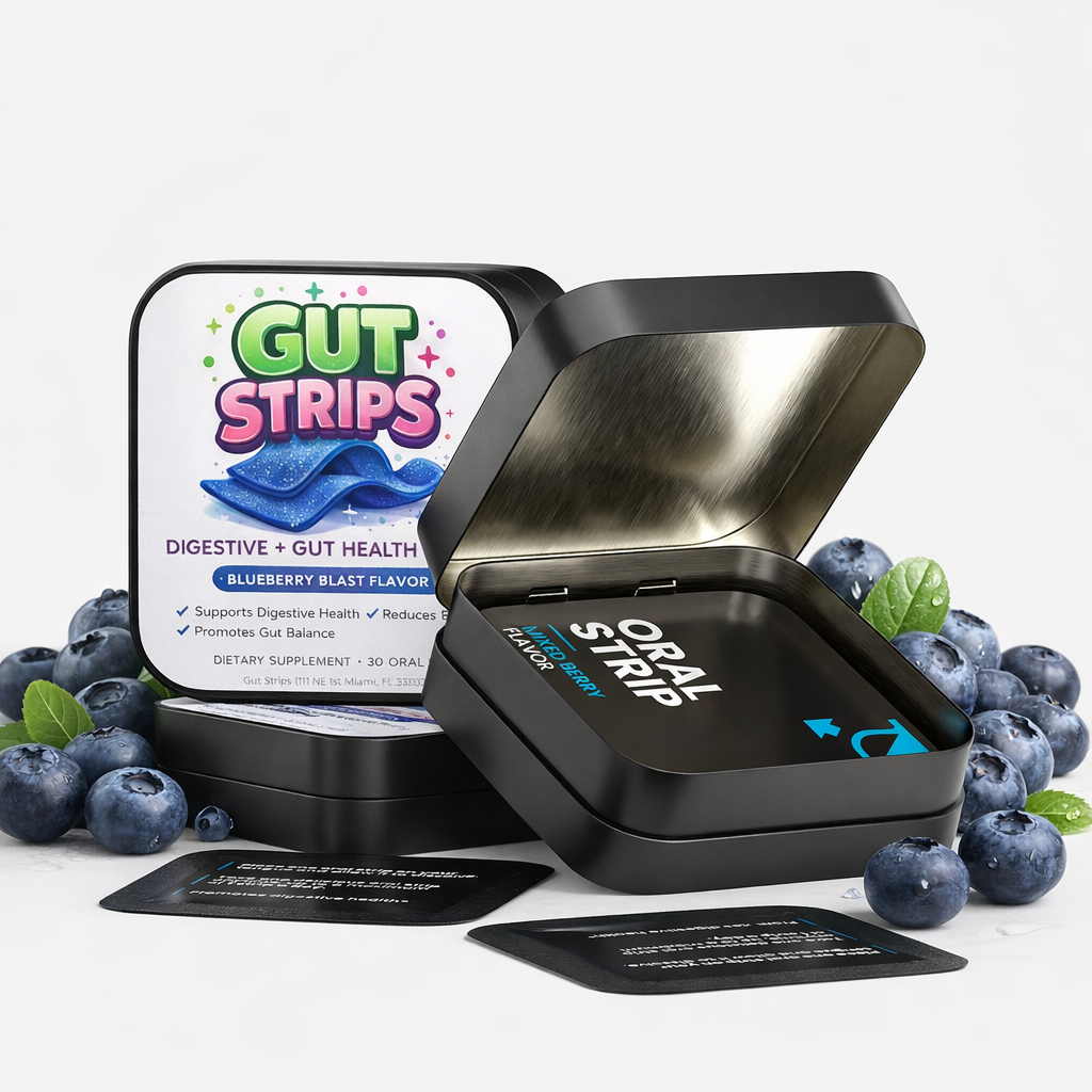 Gut Strips – Probiotic Dissolve Strips for Gut Health & Digestion – 10 Billion CFU, Sugar-Free (30 Strips)